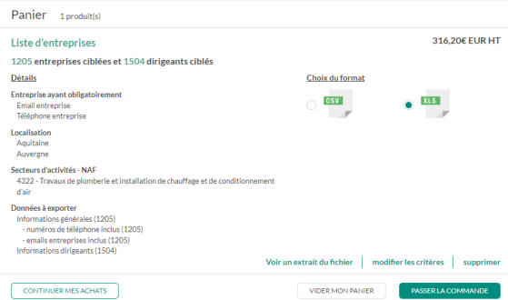 Montant du devis 316 € HT